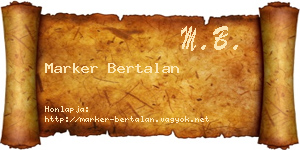 Marker Bertalan névjegykártya